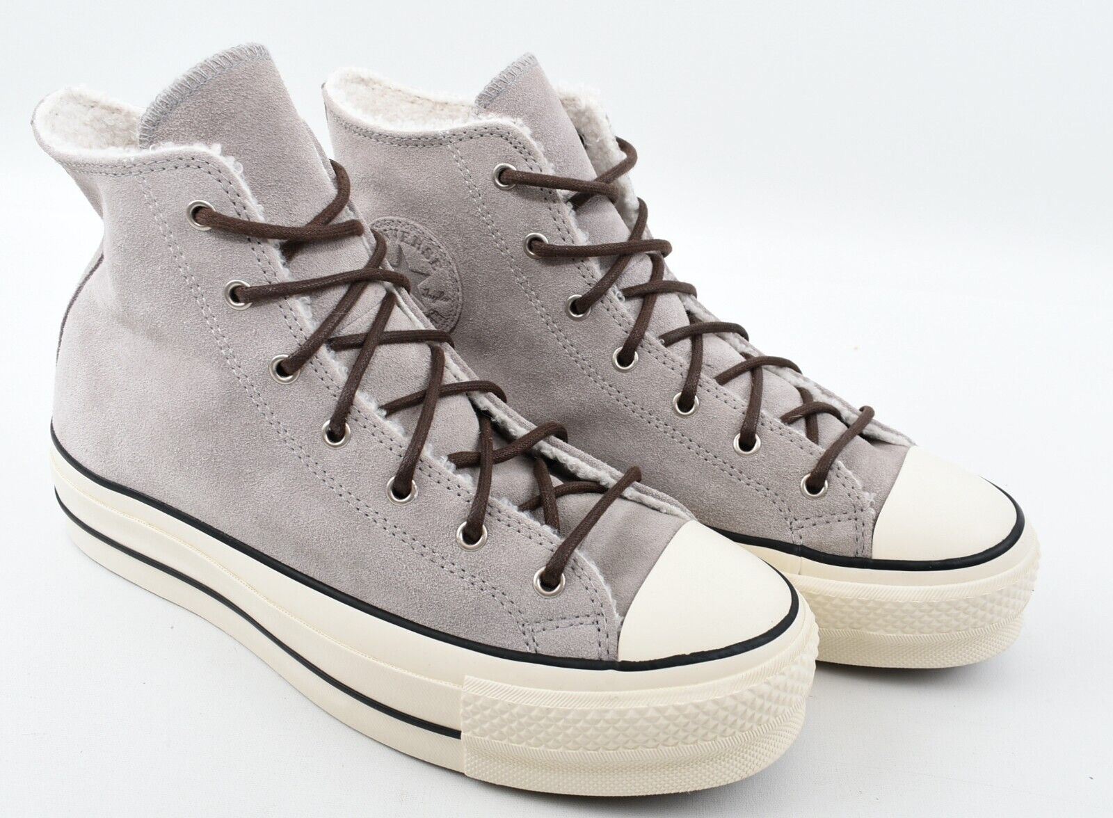 CONVERSE Womens Hi Top Suede Trainers, Fleece Lined, Wolf Grey size UK 7 / EU 40
