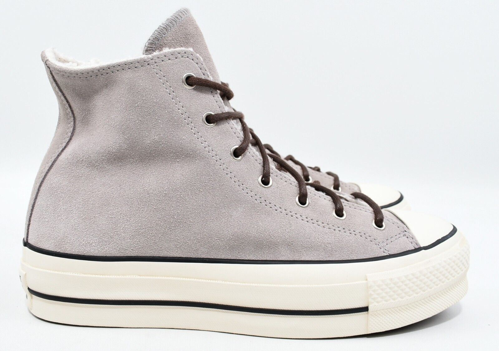 CONVERSE Womens Hi Top Suede Trainers, Fleece Lined, Wolf Grey size UK 7 / EU 40