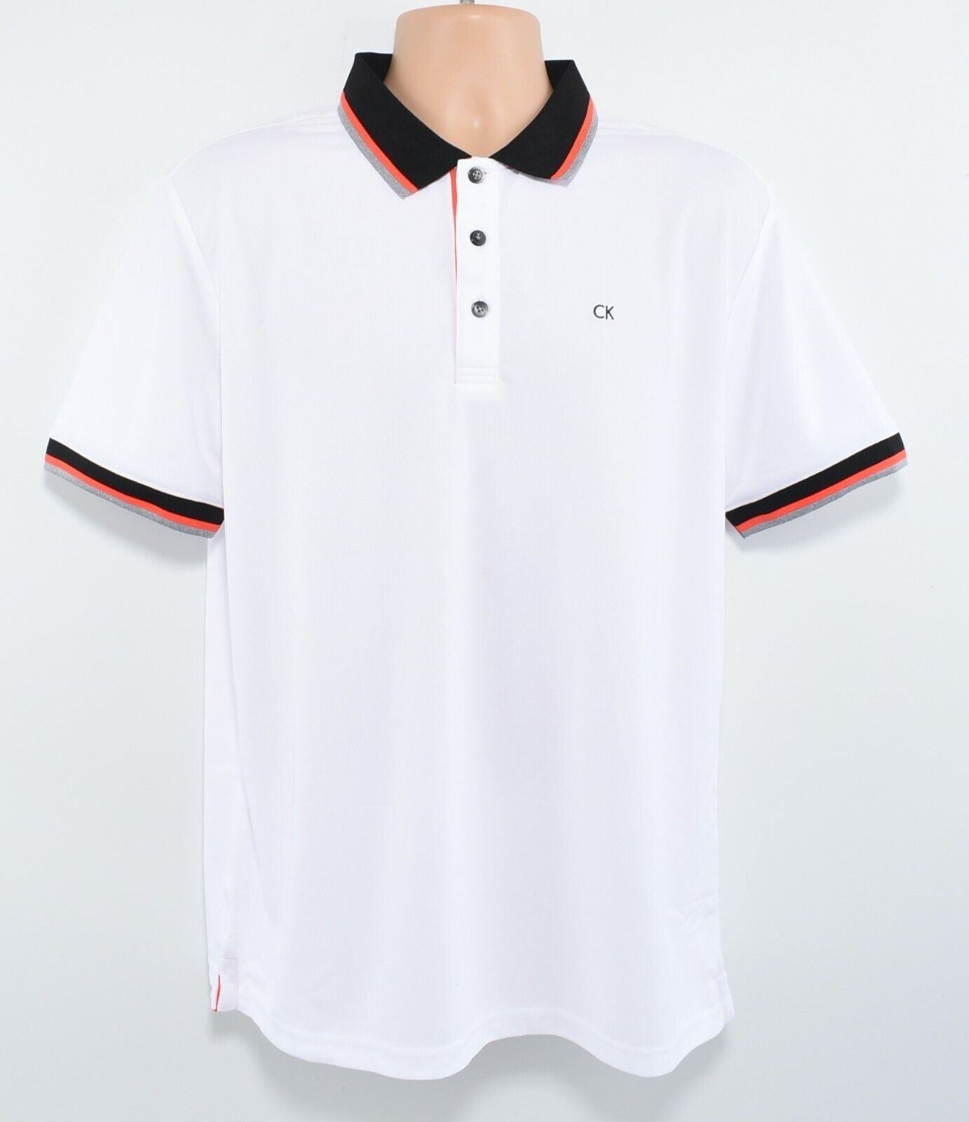 CALVIN KLEIN GOLF Mens Short Sleeve Polo Shirt, White, size LARGE