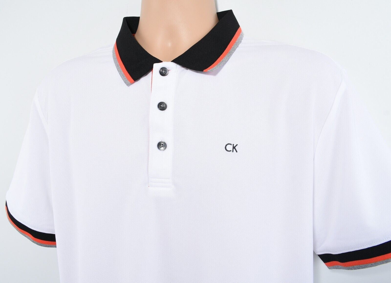 CALVIN KLEIN GOLF Mens Short Sleeve Polo Shirt, White, size LARGE