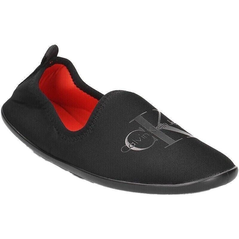 CALVIN KLEIN JEANS Womens TRACY Neoprene Slippers, Black/Orange, size S (UK 4)