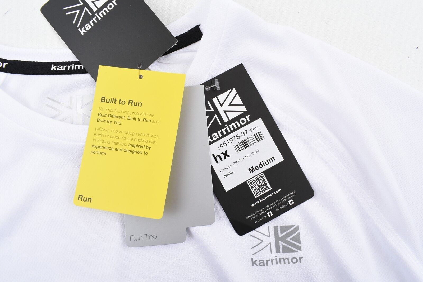 KARRIMOR Mens Short Sleeve Running Tee, Activewear T-shirt, White, size M