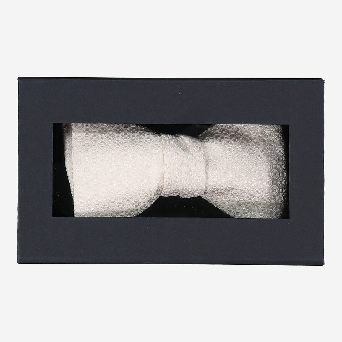 Mens Eton White Medallion Silk Bow Tie