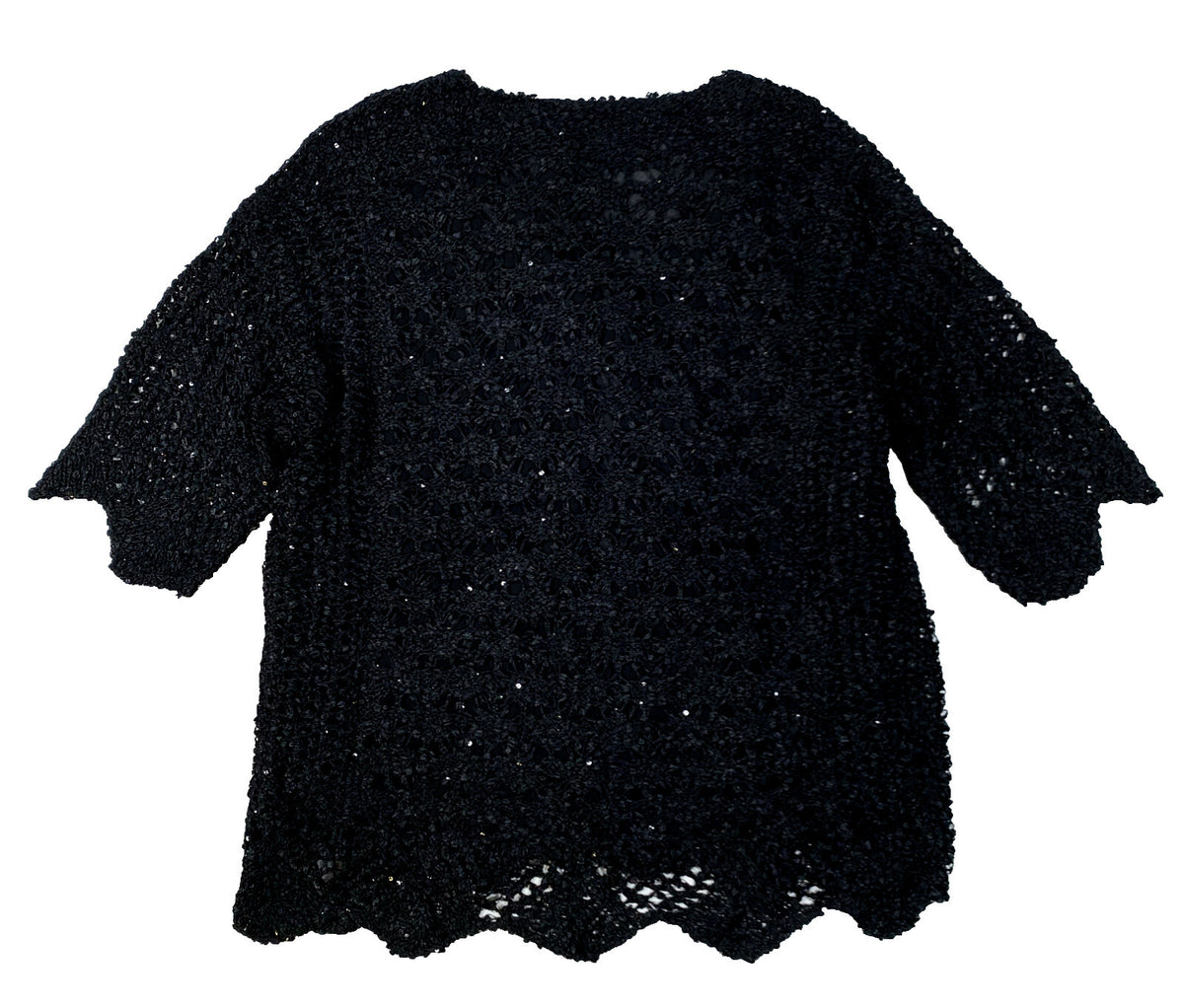 Casamia Women's Black Sequinned Knitted Short Sleeve Top size M