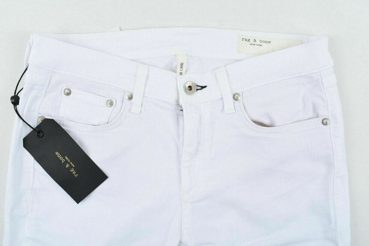 RAG & BONE Women's DRE Low Rise Ankle Slim Fit Jeans, White Distressed W27