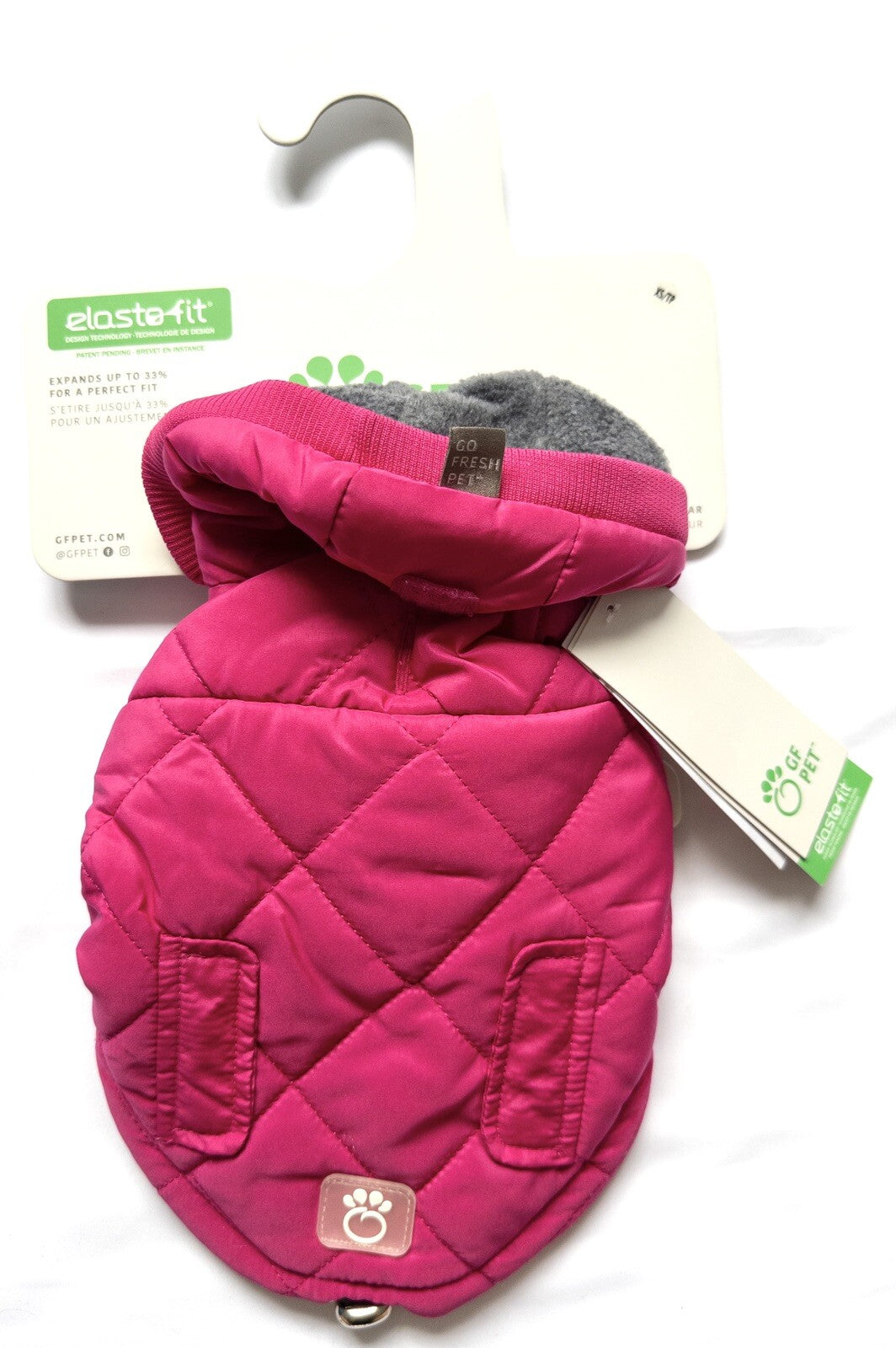 GF Pet Pink Dog Quilted Jacket Elasto-fit Size XS Extra Small