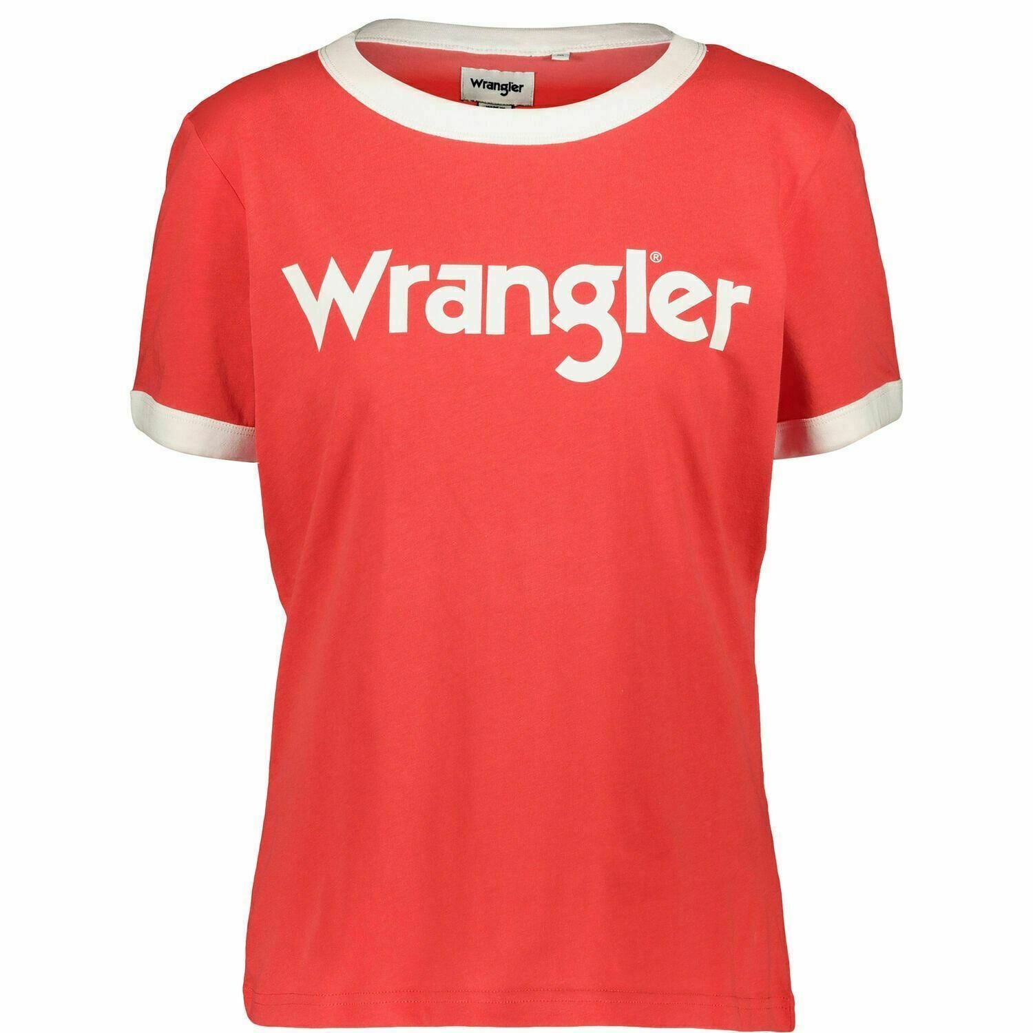 WRANGLER Women's Ringer T-Shirt Top, Bittersweet Red, size Small