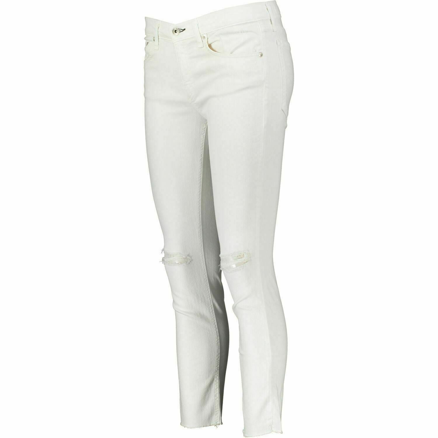 RAG & BONE Women's DRE Low Rise Ankle Slim Fit Jeans, White Distressed W27