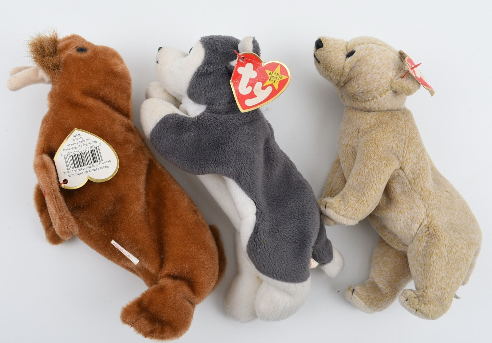 TY BEANIE Babies - Set of 3 - Nanook & Paul & Almond