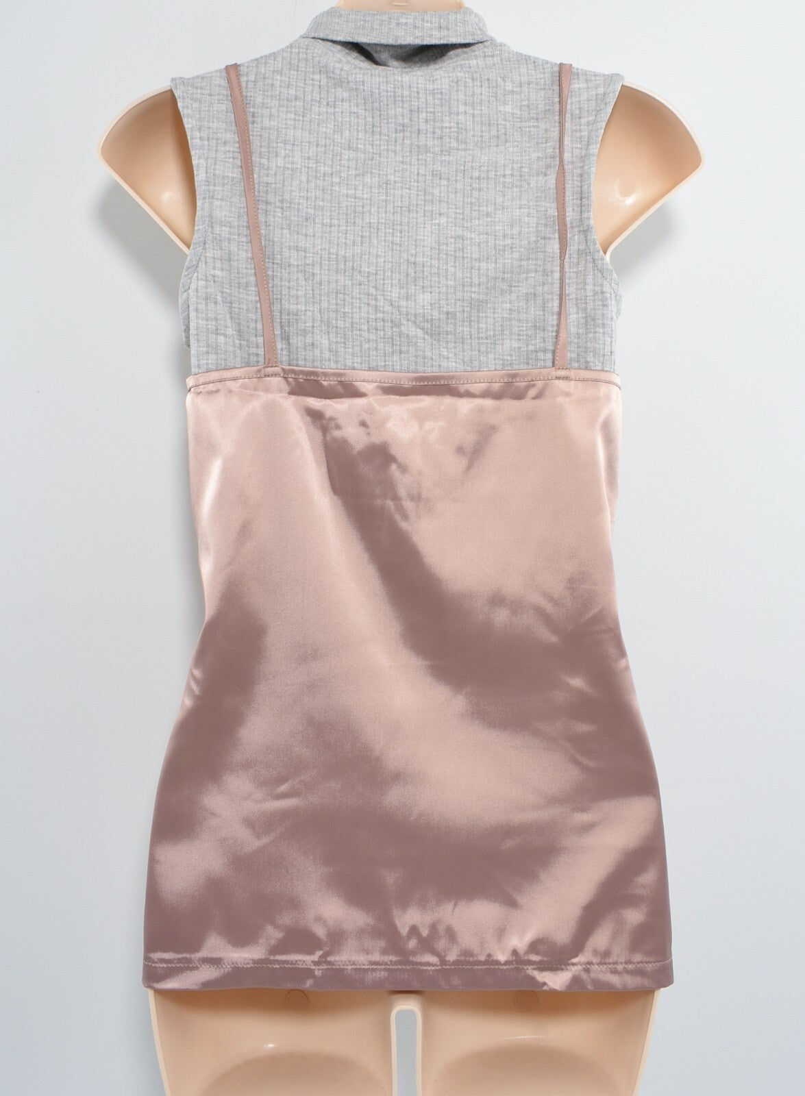 RIVER ISLAND Womens Layered Effect Rollneck Top, Grey/Pink, size UK 10