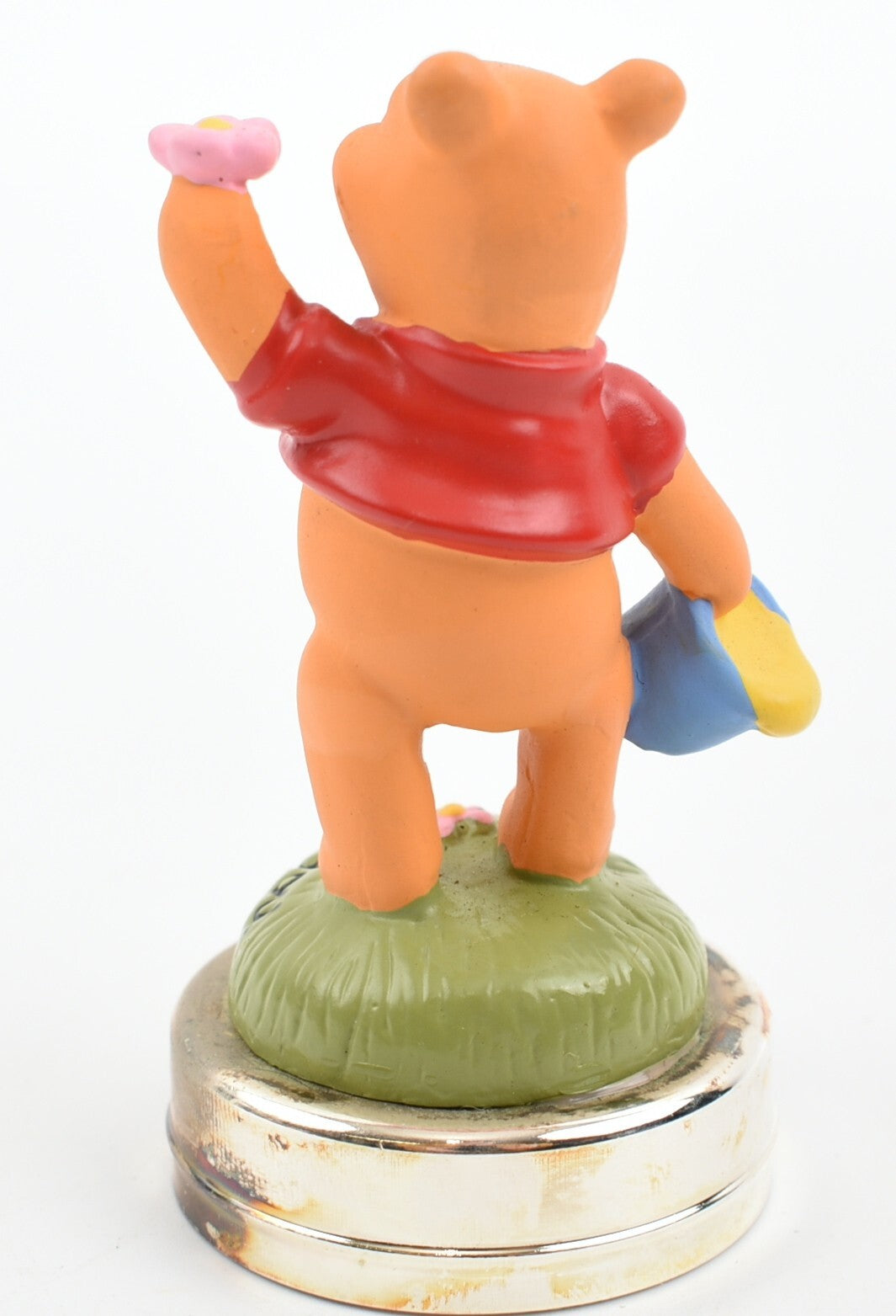 Disney WINNIE THE POOH Figure - Hand Painted /Silver Plated Base, Collectable
