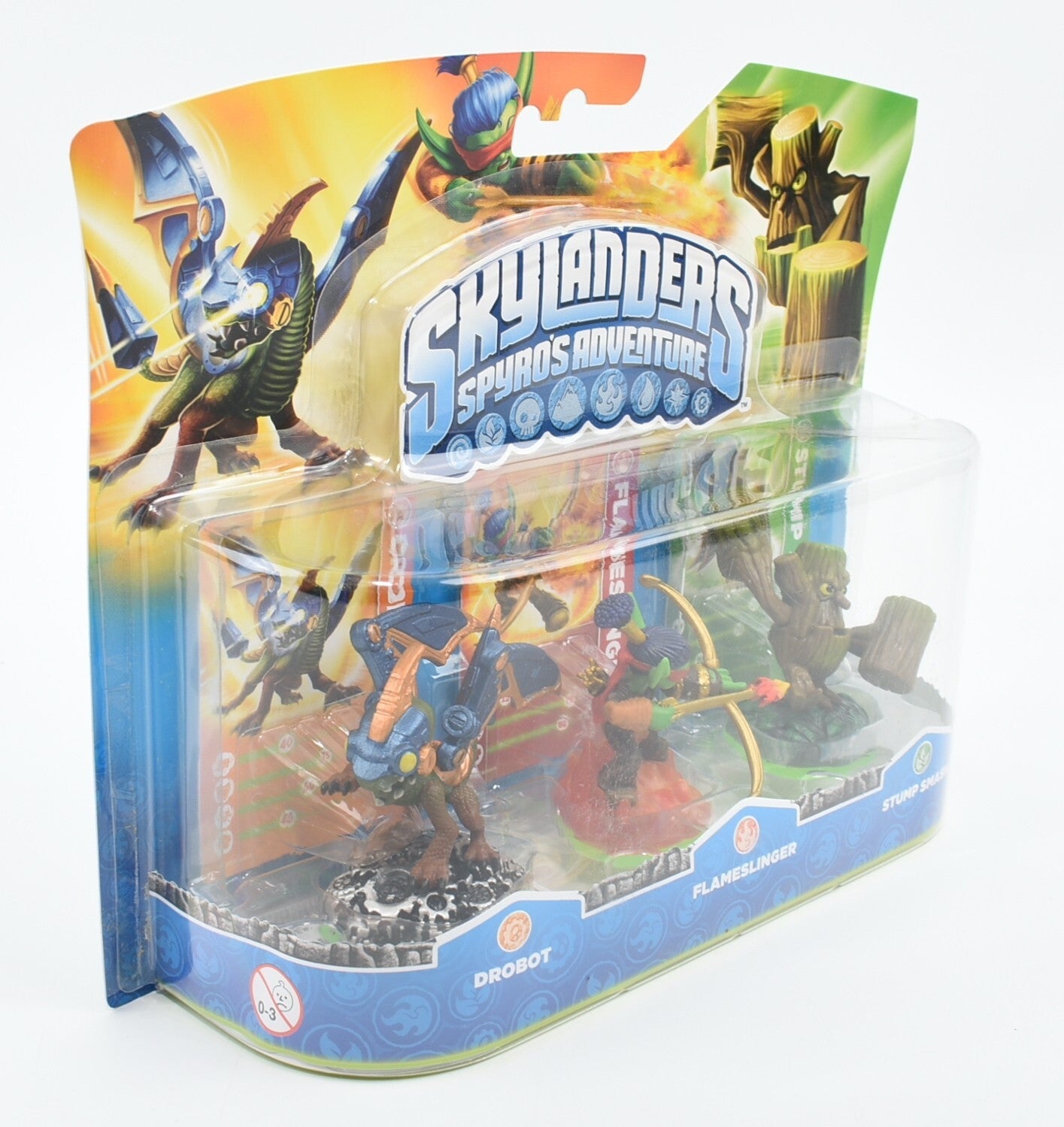 Skylanders Spyro's Adventure 3-Pk: Drobot, Flameslinger, Stump Stash *see descr*