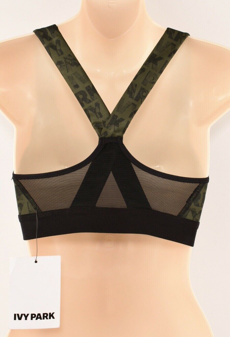 IVY PARK Women's Medium Support Breathable Bra, Olive Green/Black, size SMALL