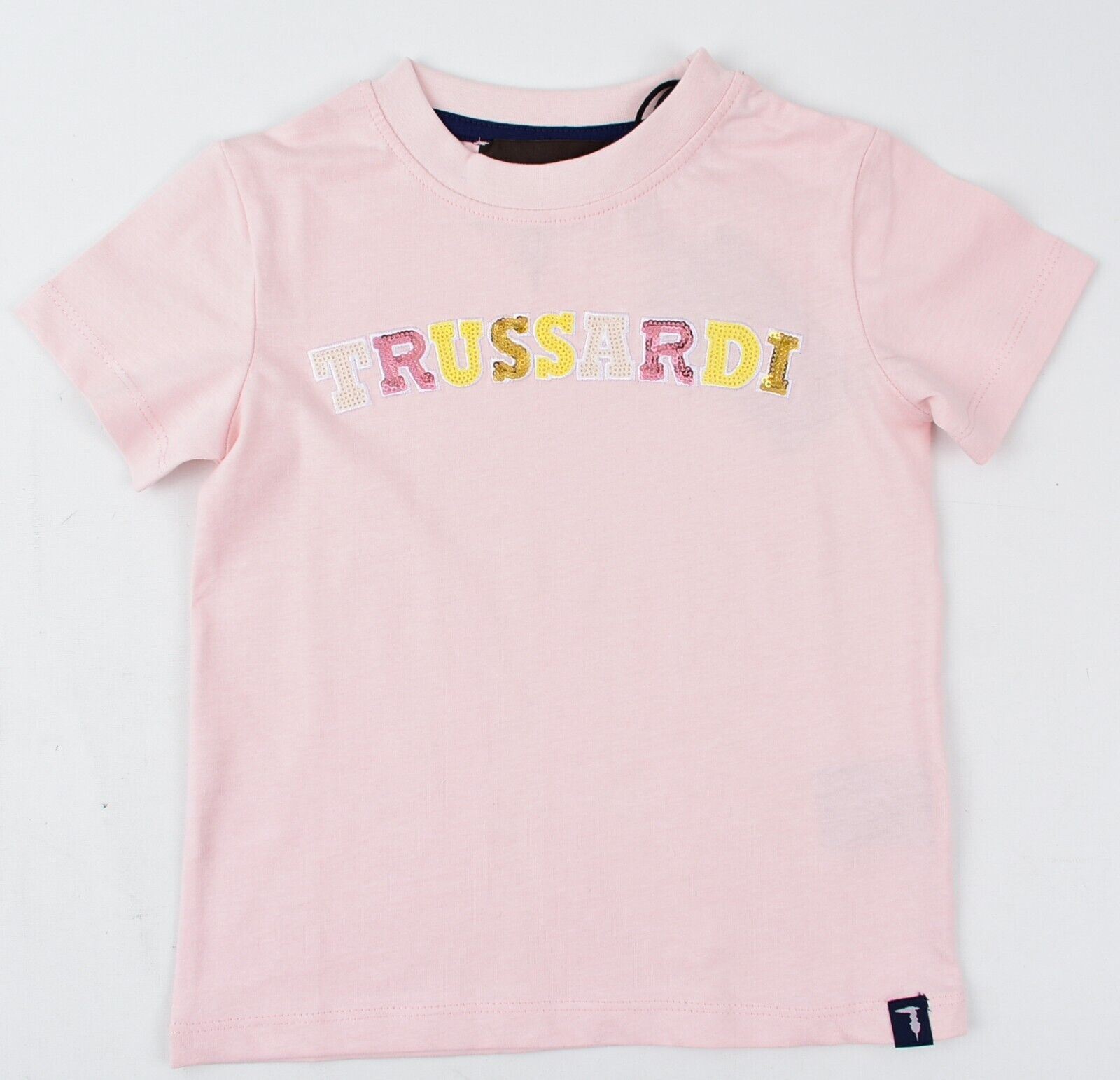 TRUSSARDI Girls ADDIS Embellished Logo T-shirt, Powder Pink, size 3 years