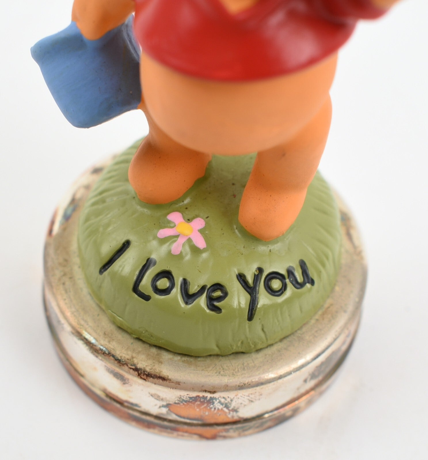 Disney WINNIE THE POOH Figure - Hand Painted /Silver Plated Base, Collectable