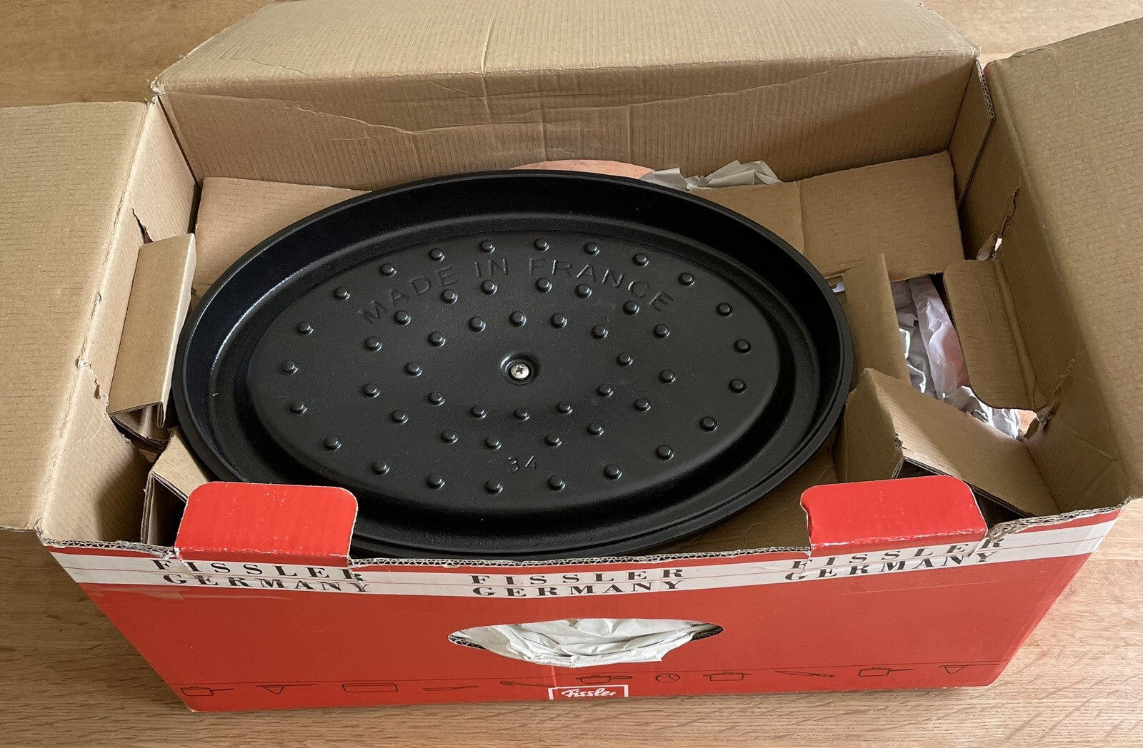 FISSLER Series ARCANA Cast Iron 34cm Black Oval Pot Lid - New Lid ONLY