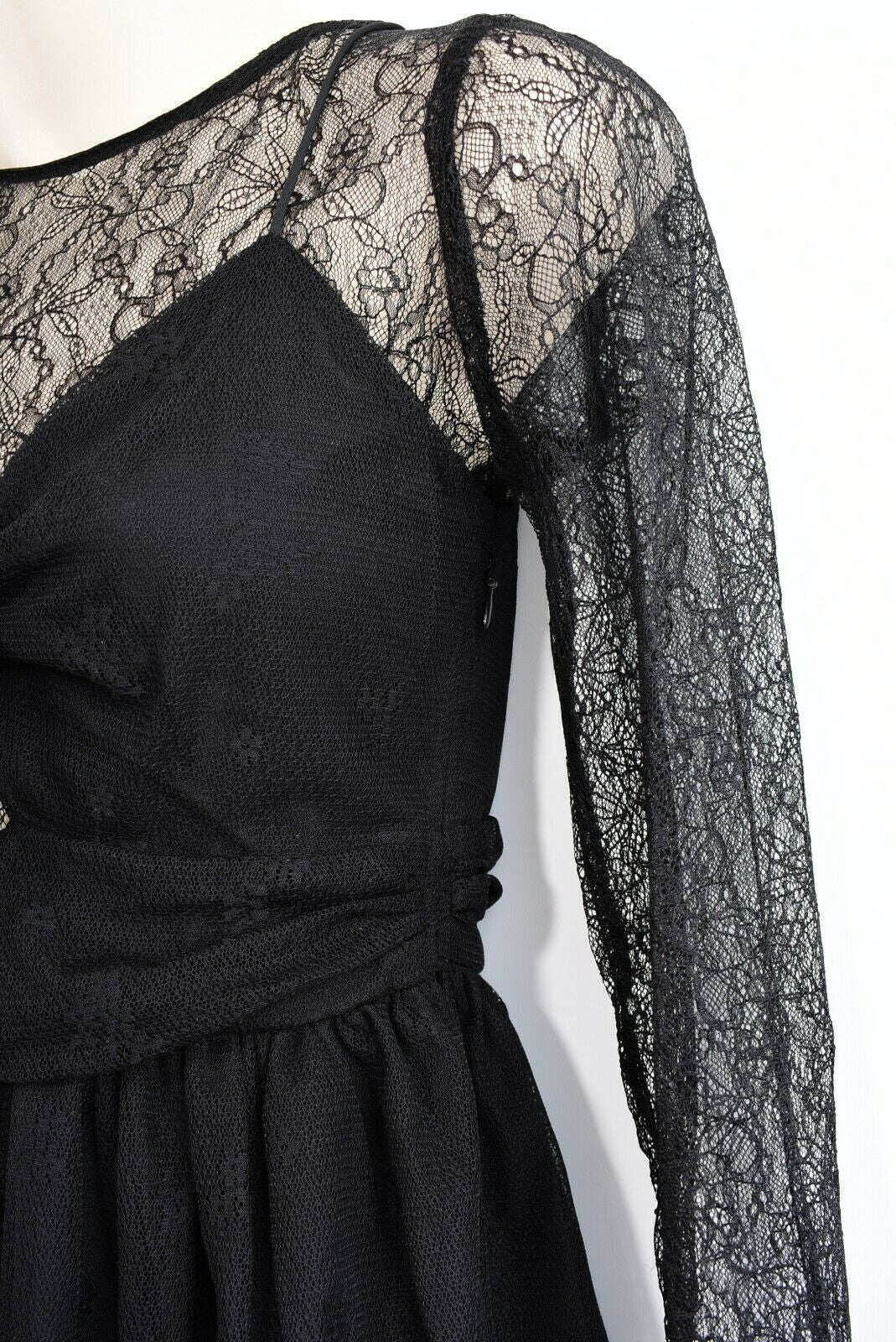 ZARA - TRAFALUC Collection Womens Black Lace Long Sleeve Mini Dress, size M