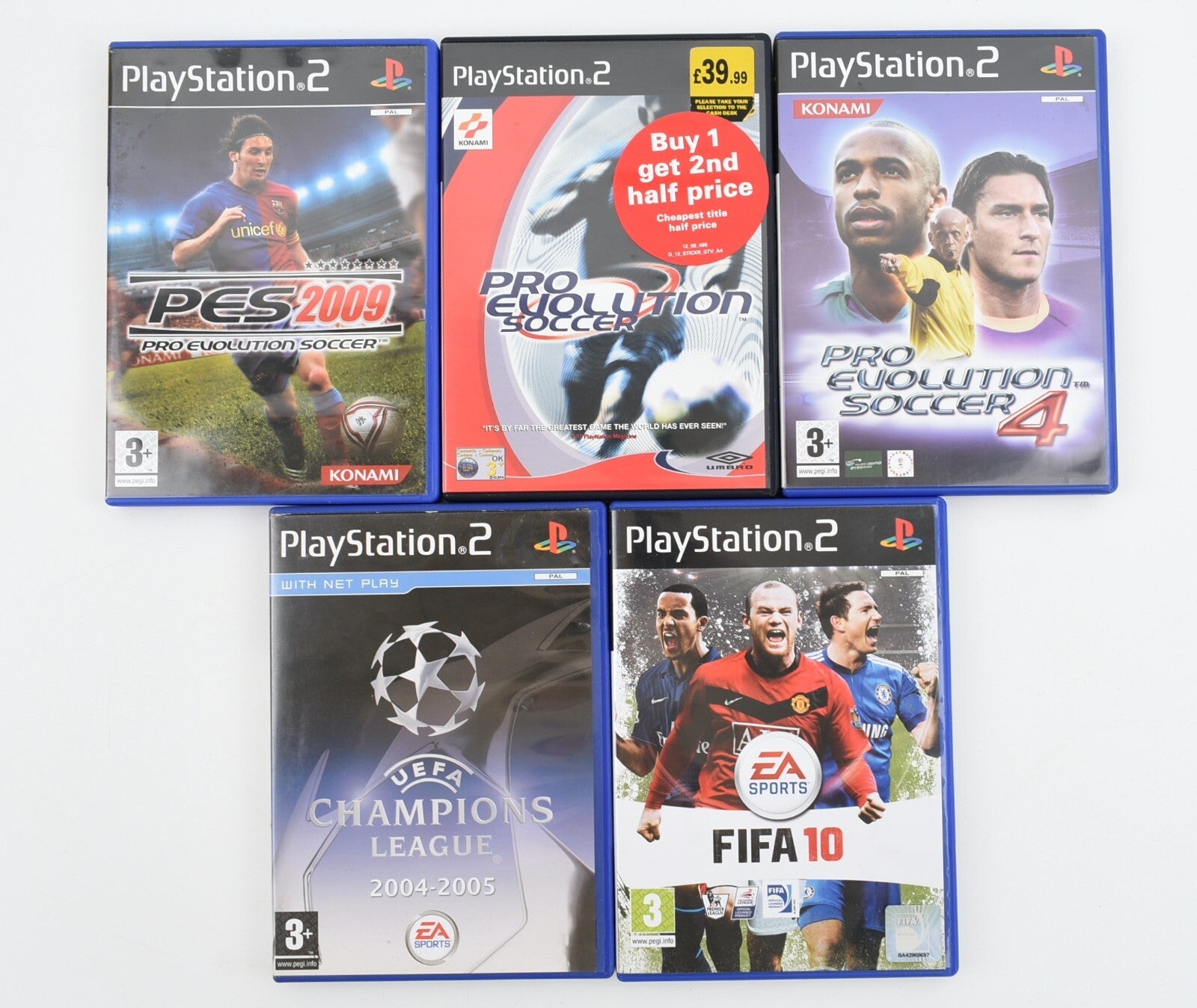 PLAYSTATION 2 PS2 - 5x Football Games job lot/bundle (UEFA, PES, FIFA)