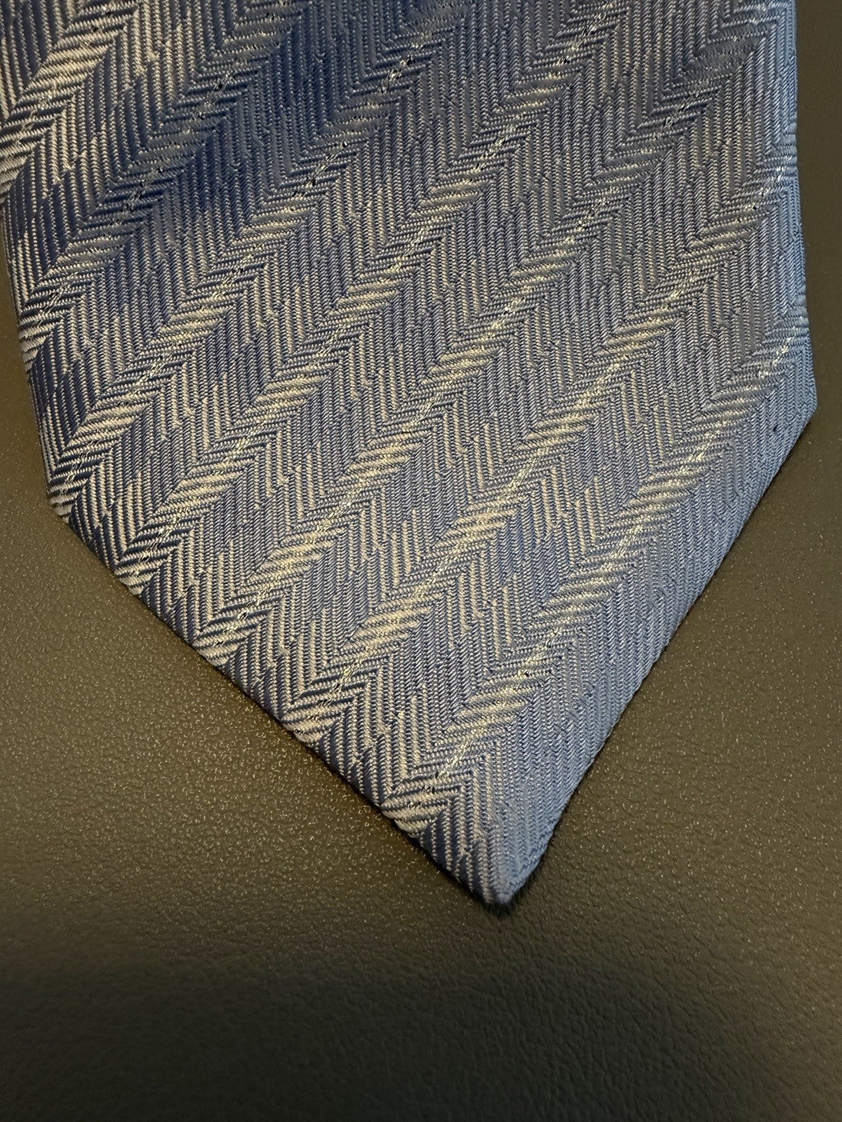Mens Eton Light Blue Silk Diagonal Patterned Tie