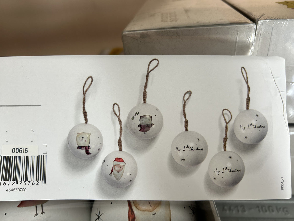 MAMAS & PAPAS Baby's First Christmas Set of 3 Wooden Baubles