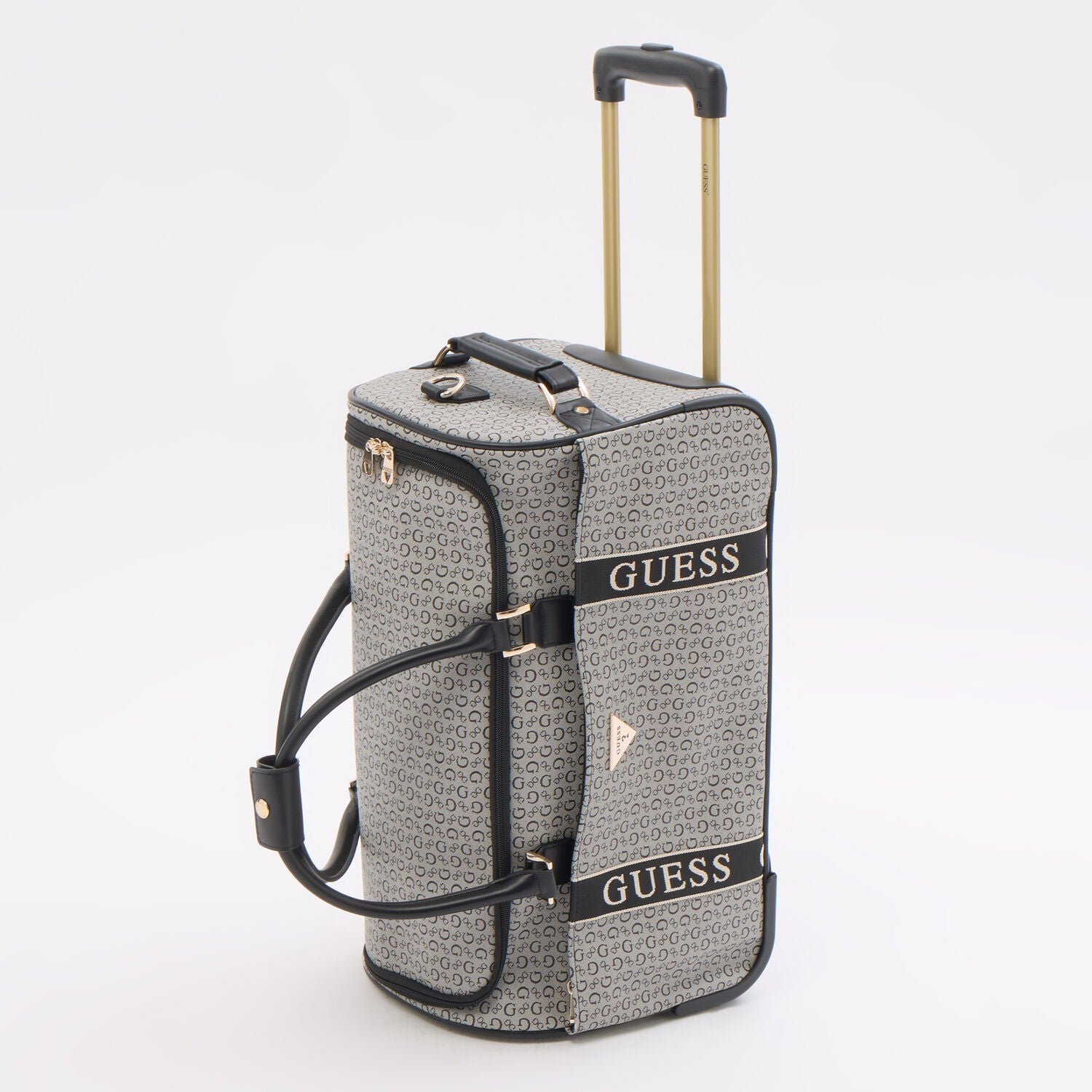 Guess Grey Logo Pattern Charlestown Wheeled Duffle Bag