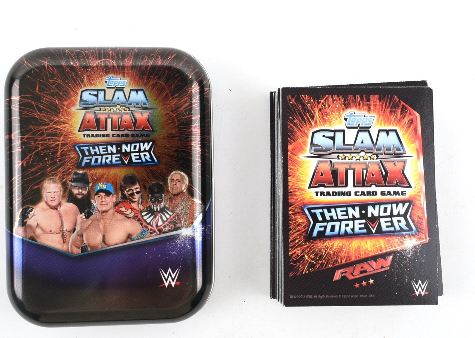 Topps Slam Attax Then Now Forever  - Trading Cards Bundle : Tin + 50 Cards