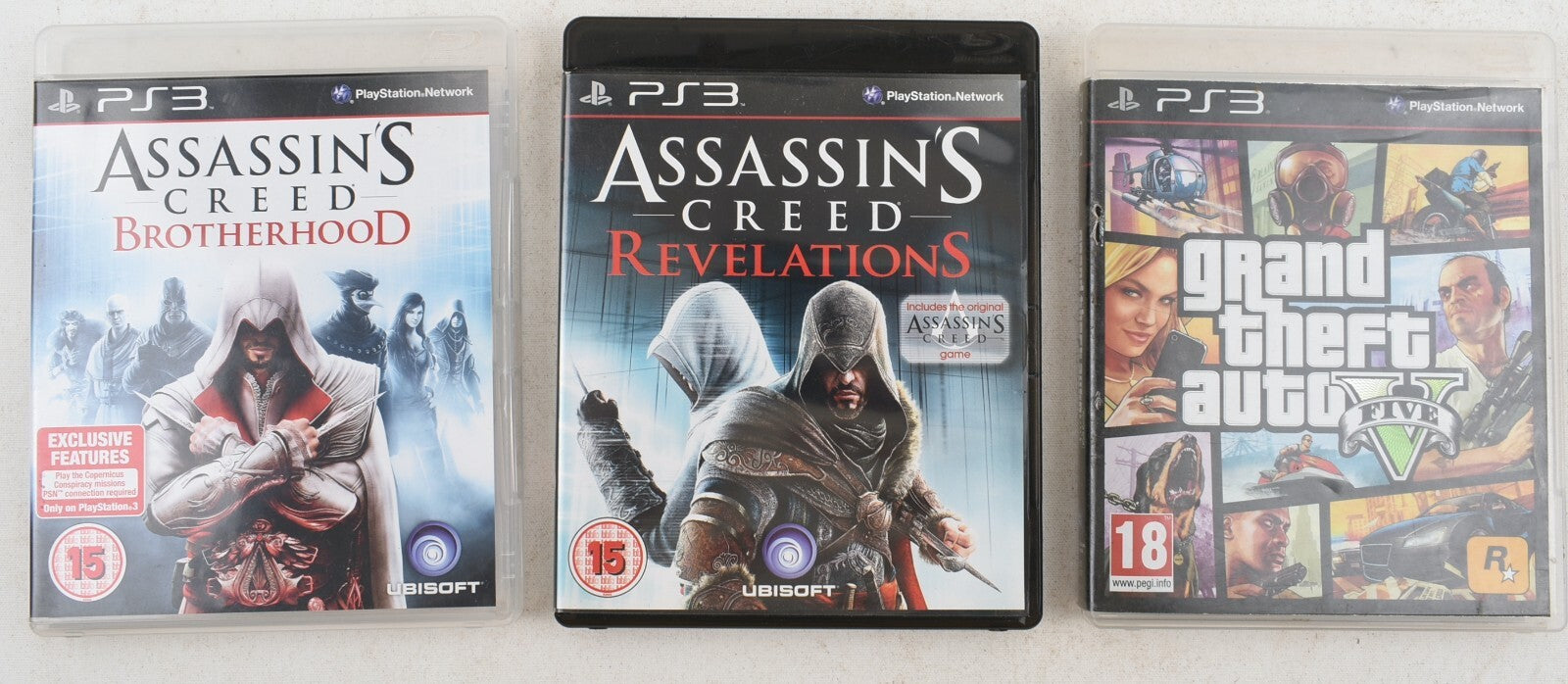 3x PS3 Games Bundle, Assasin's Creed Brotherhood + Revelations, Grand Theft Auto