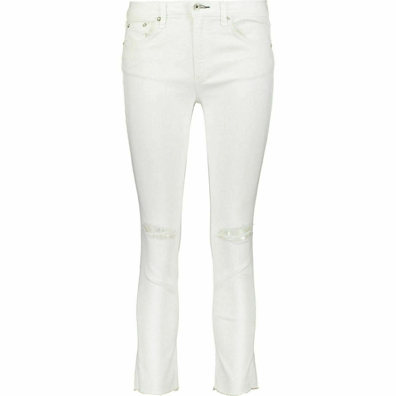 RAG & BONE Women's DRE Low Rise Ankle Slim Fit Jeans, White Distressed W27