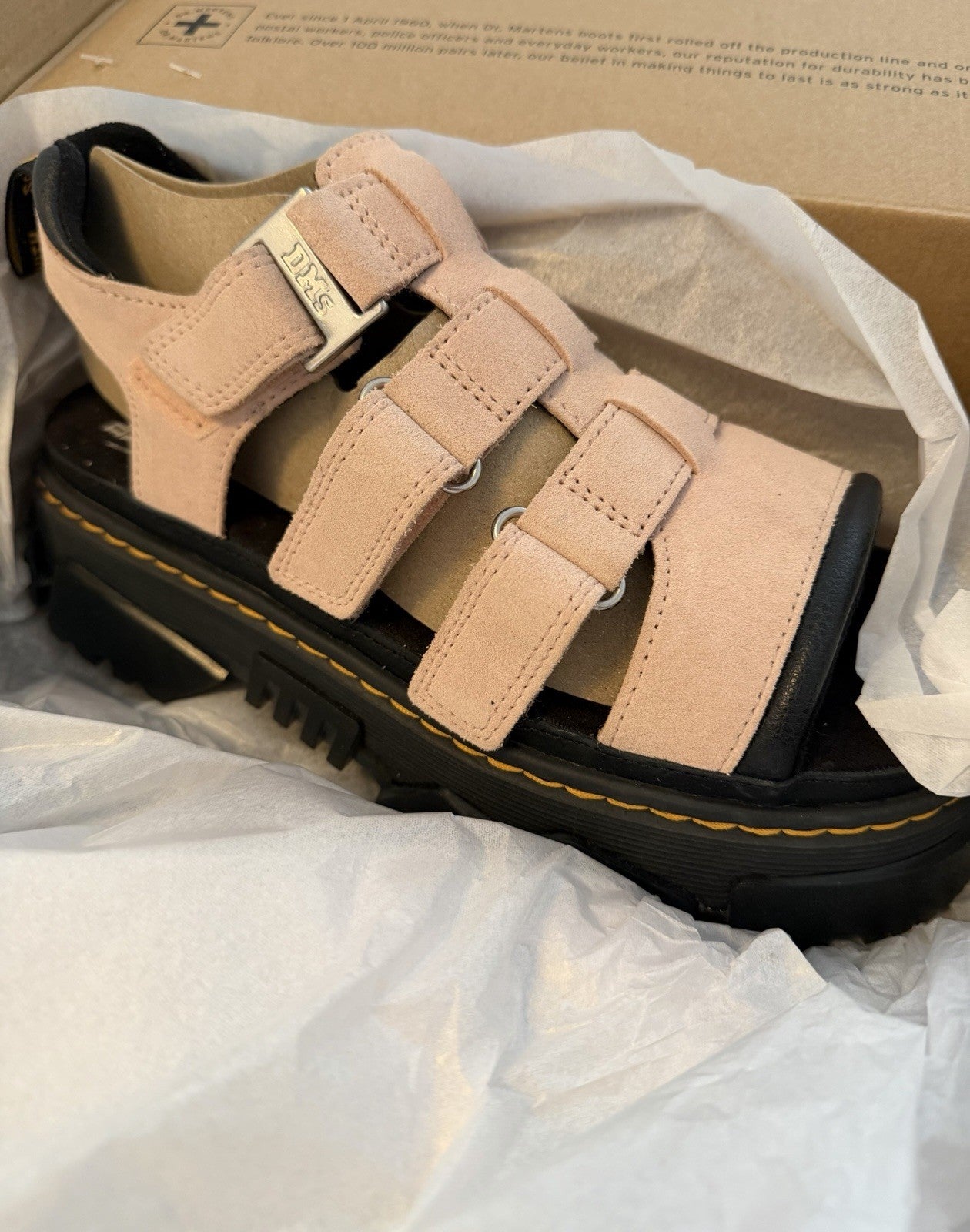 Dr. Martens Women's  Mattison 3 Strap  Platform Sandals Pink UK7