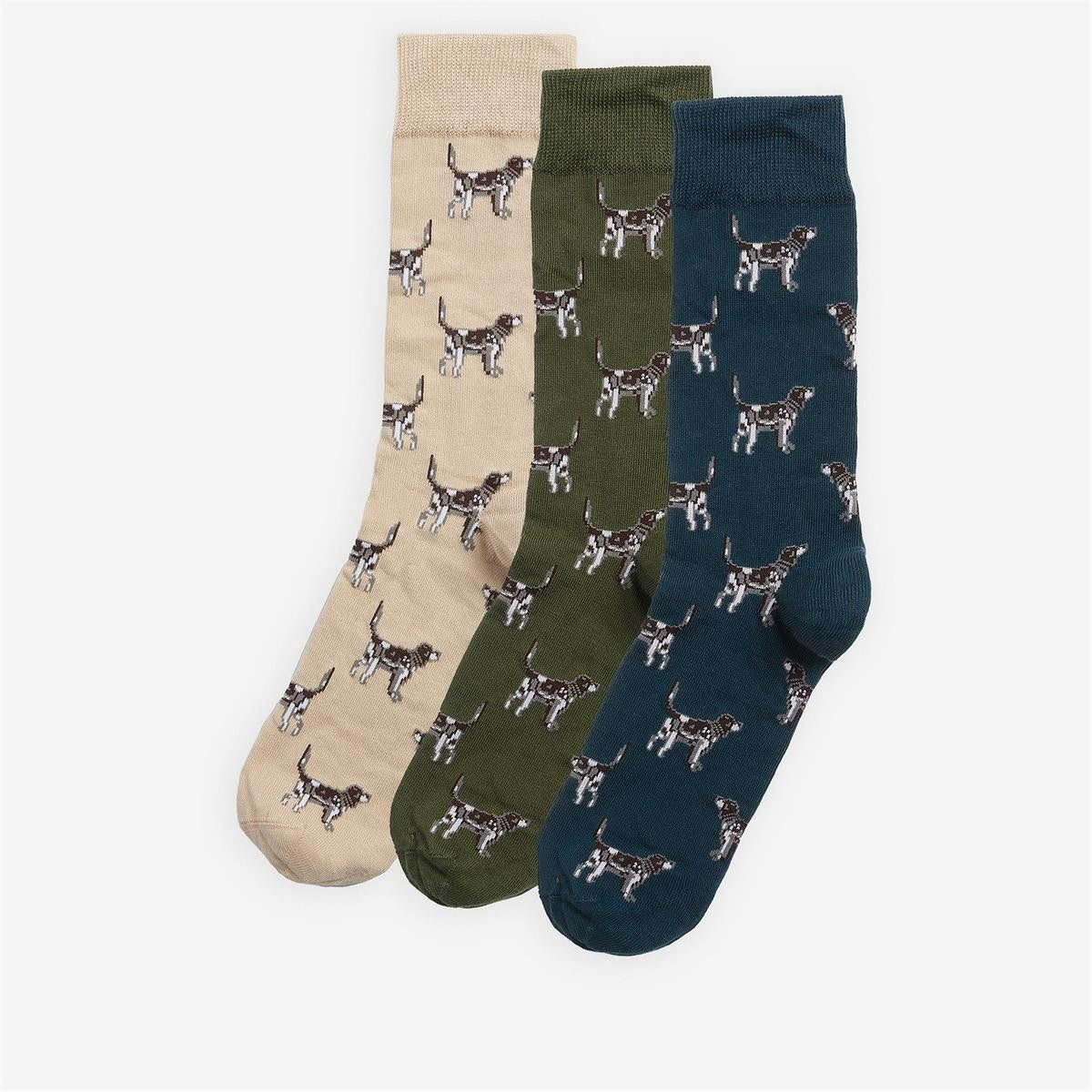 Barbour Mens Socks - Pointer Dog Gift Set - 3 Pack - Adult 7-11 New