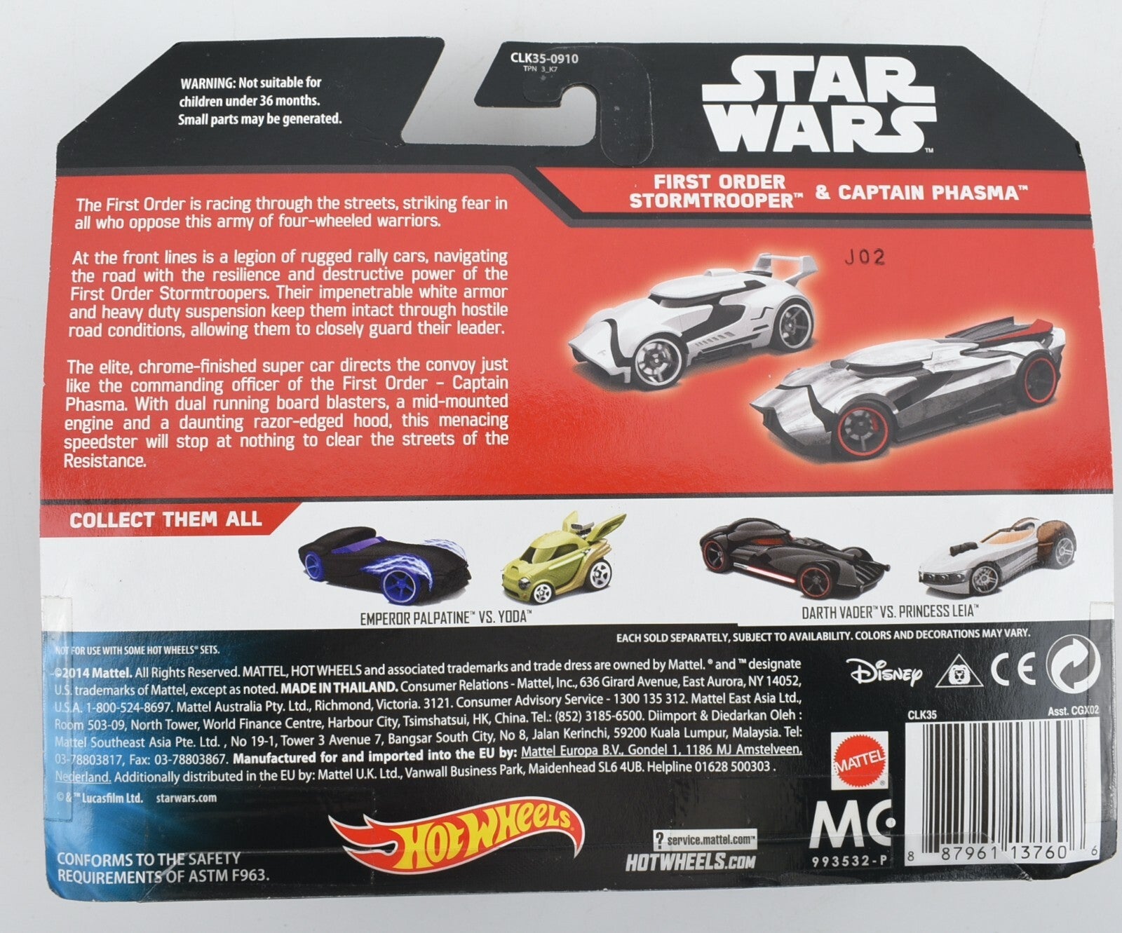 STAR WARS HOT WHEELS - 2pc Die-Cast Vehicle Pack - Stormtrooper & Captain Phasma