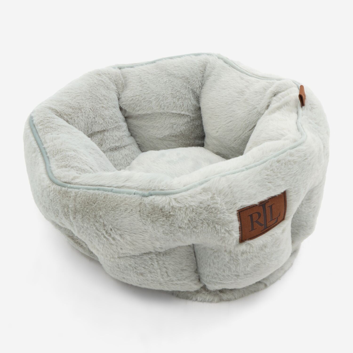 Lauren Ralph Lauren Light Grey Faux Fur Cuddler Cup Pet Bed 43x43cm