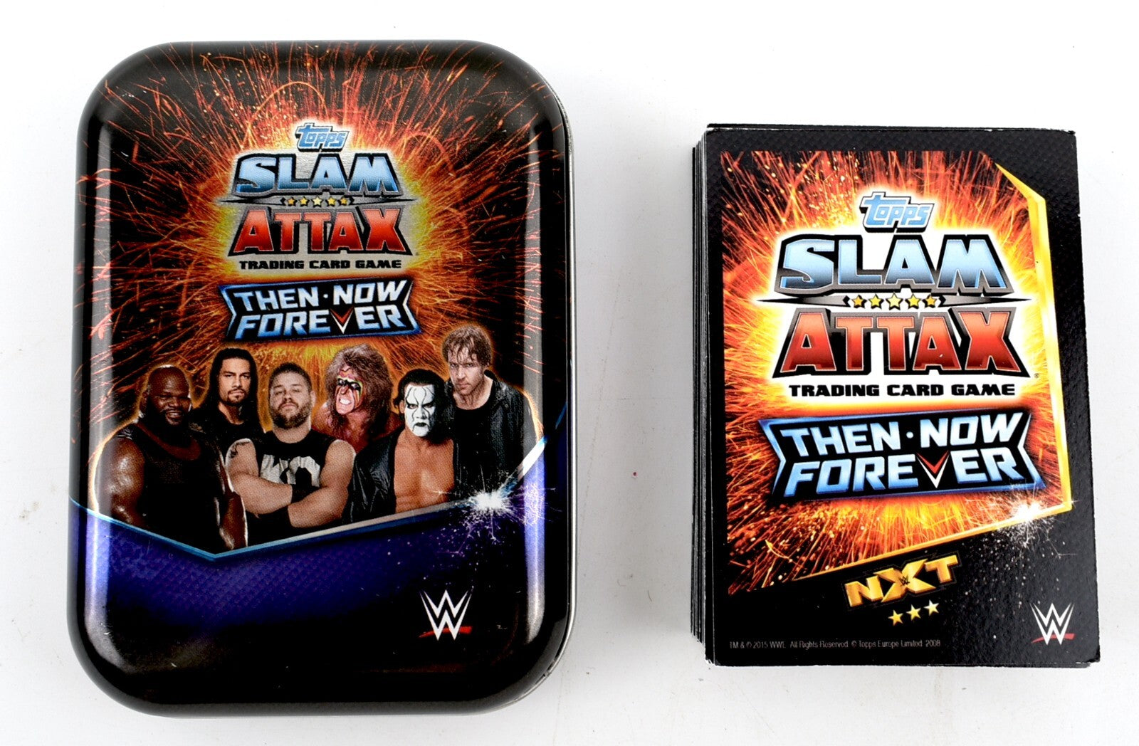 Topps Slam Attax Then Now Forever  - Trading Cards Bundle, Tin + 50 Cards