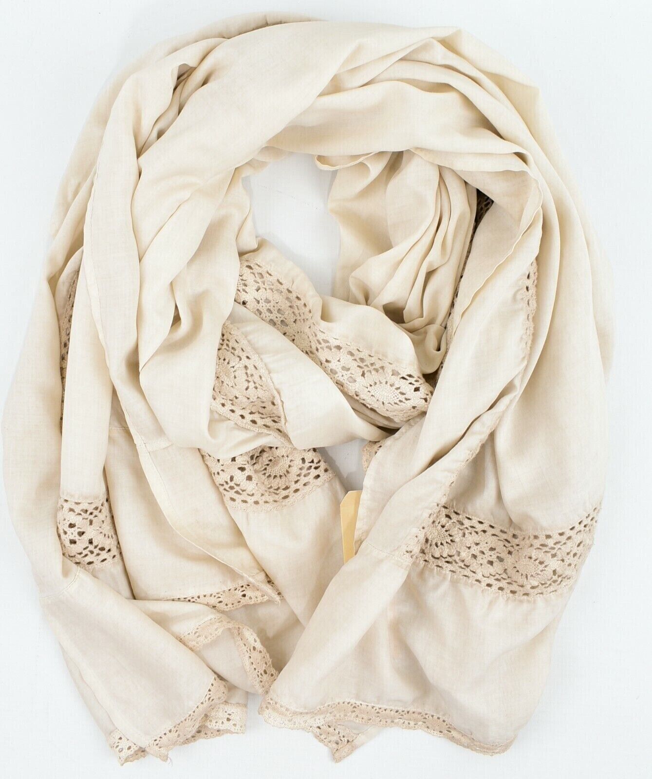 CUCITA AL MARE - FIL-a-FIL Couture Vintage Shawl Scarf Beige, 120cm x 200cm