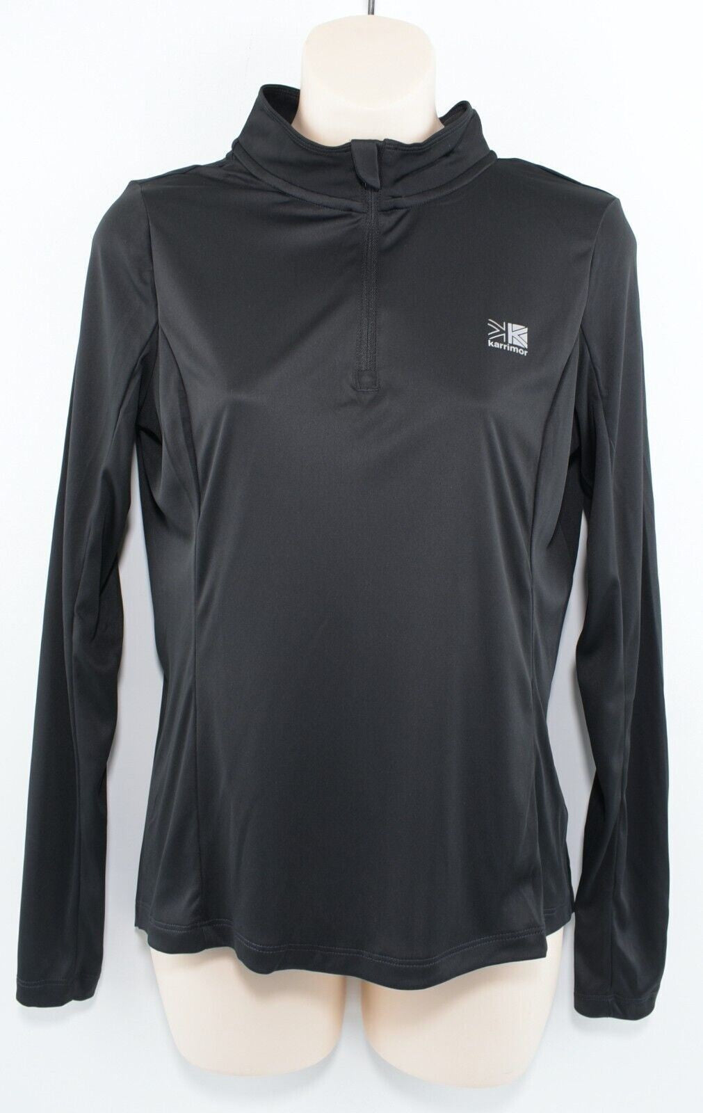 KARRIMOR Womens 1/4 Zip Long Sleeve Running Top, Black, size S /UK 10