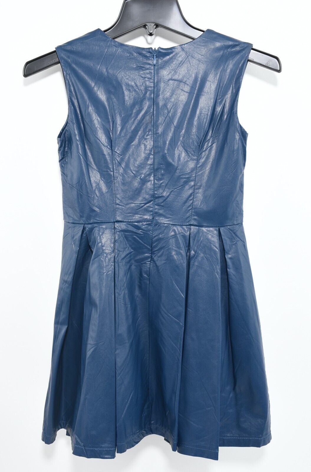 MINI MIGNON Girls Kids Leatherette Skater Dress, Navy Blue, size 8 years