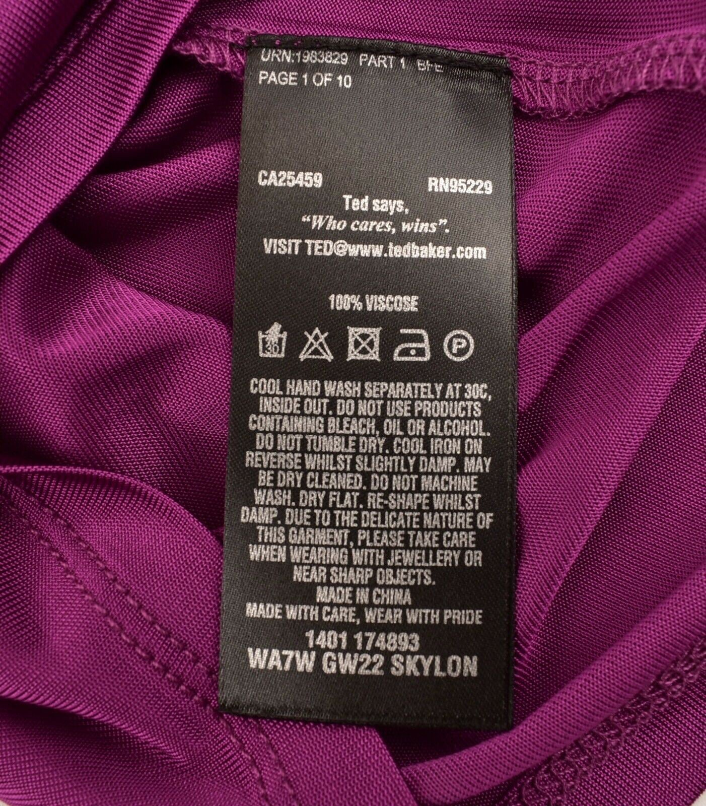 TED BAKER Women's SKYLON Gathered Vest Top Purple Ted 3 UK 12