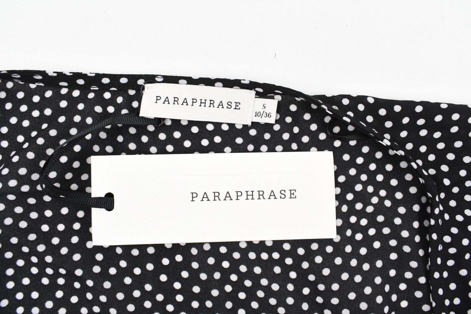 PARAPHRASE Womens Polka Dot Wrap Top, Black/White, size SMALL