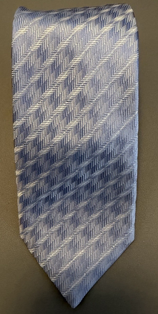 Mens Eton Light Blue Silk Diagonal Patterned Tie