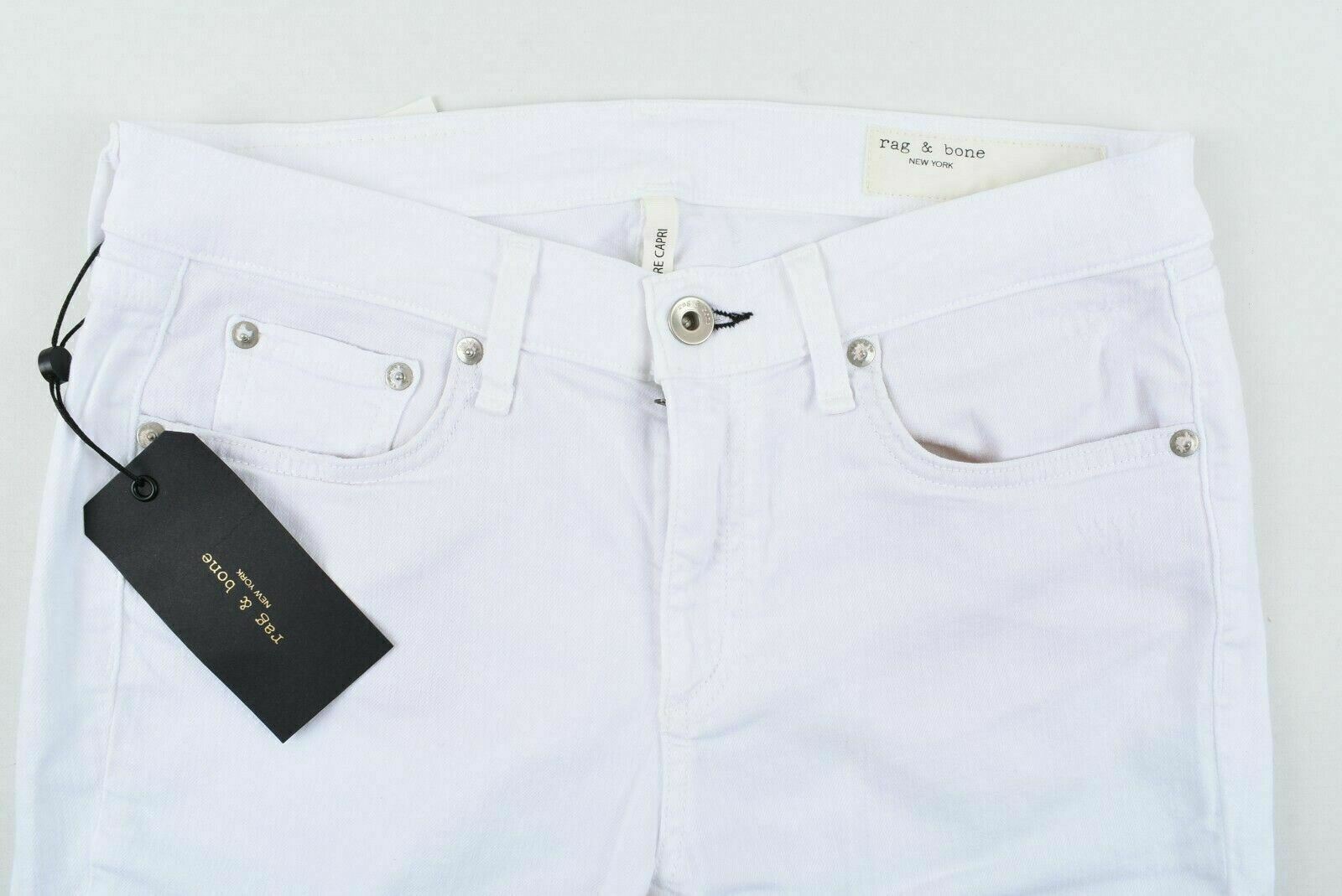 RAG & BONE Women's DRE Low Rise Ankle Slim Fit Jeans, White Distressed W27