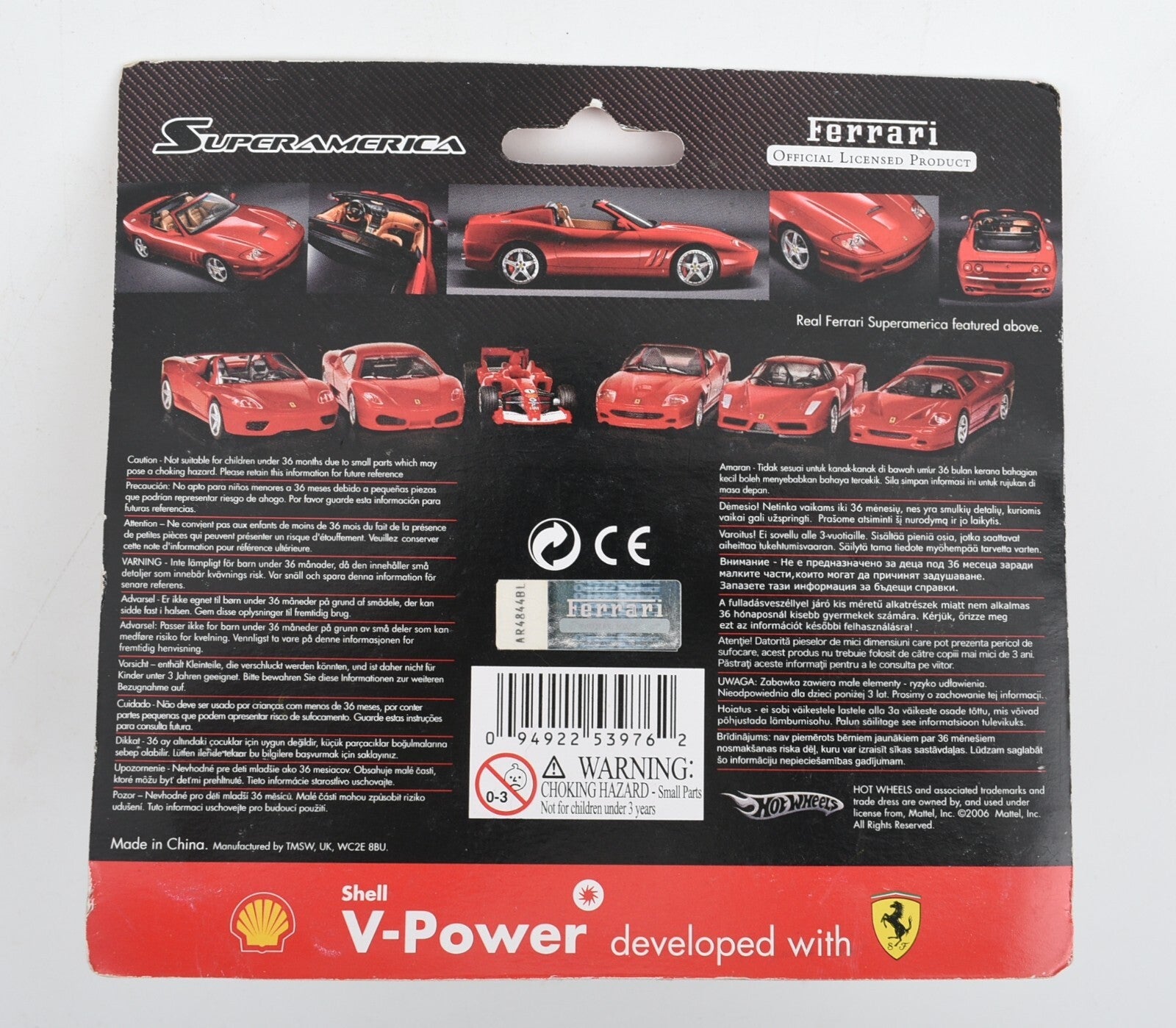 Shell V-Power Promotion Ferrari Super America - 1:38 Model Car, by Hot Wheels