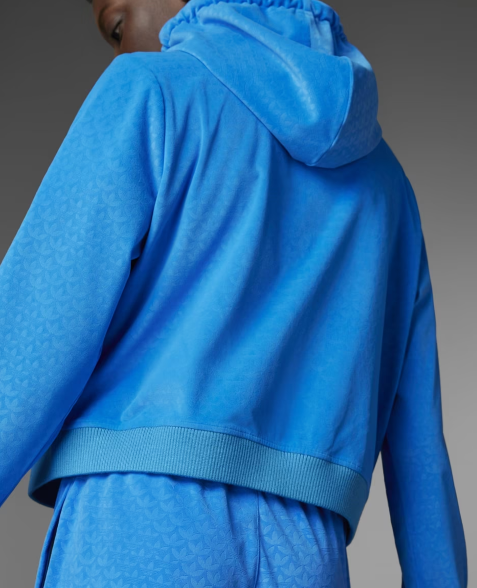 ADIDAS ORIGINALS ADICOLOR 70'S VELOUR ZIP CROPPED HOODIE  UK10 Small RRP £83