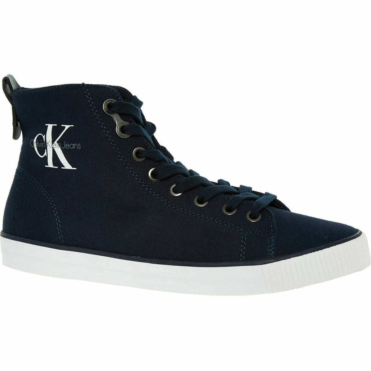 Calvin Klein Women's DOLORES Navy High Top Canvas Trainers, size UK 3 / EU 36