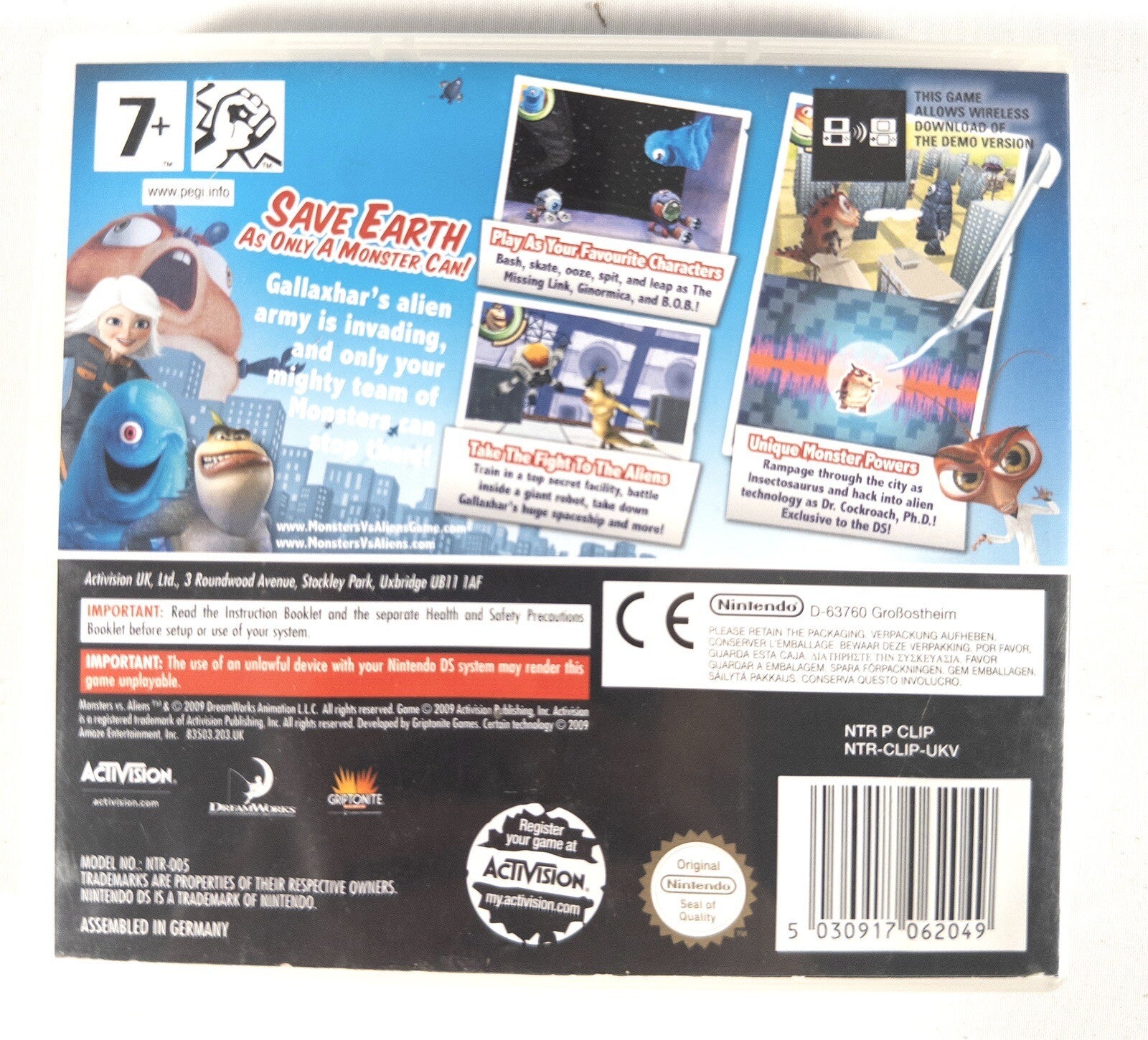 NINTENDO DS- Monsters vs Aliens Game