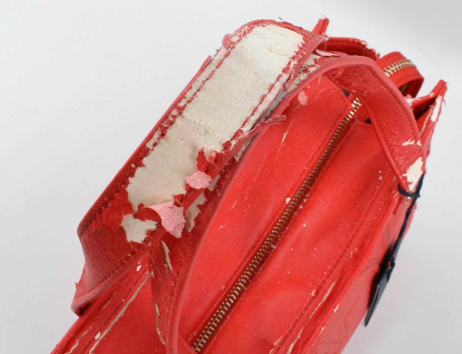 ARMANI JEANS Red Distressed Faux Leather Handbag - 'use until it's no use'