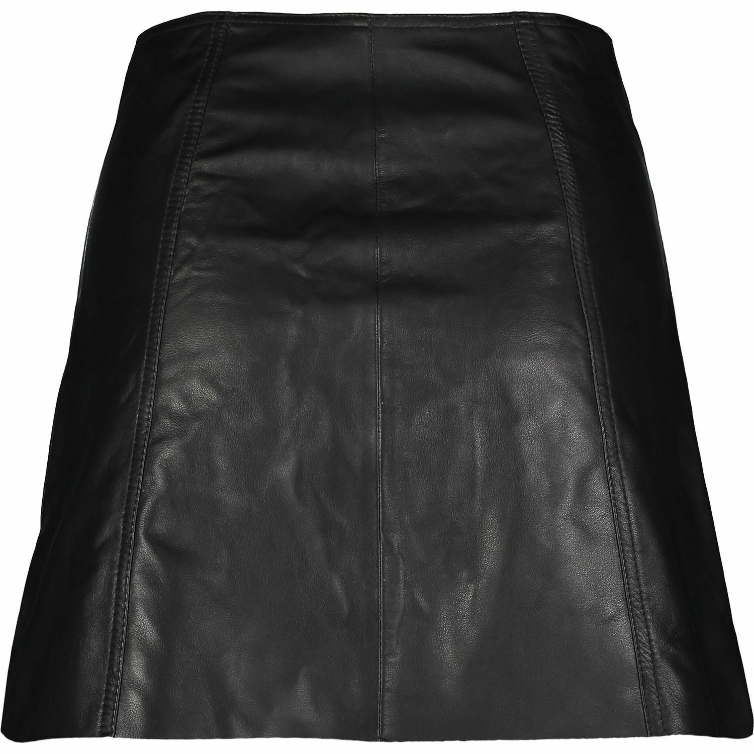 SUPERDRY Women's Black Leather Button Through  Mini Skirt  size XS