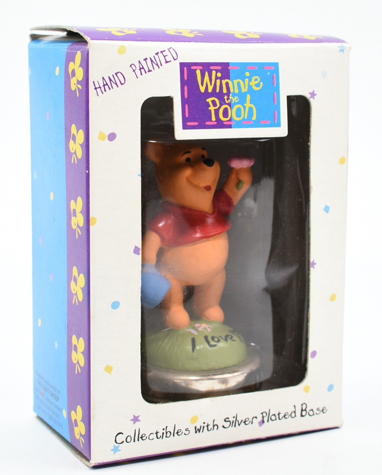 Disney WINNIE THE POOH Figure - Hand Painted /Silver Plated Base, Collectable