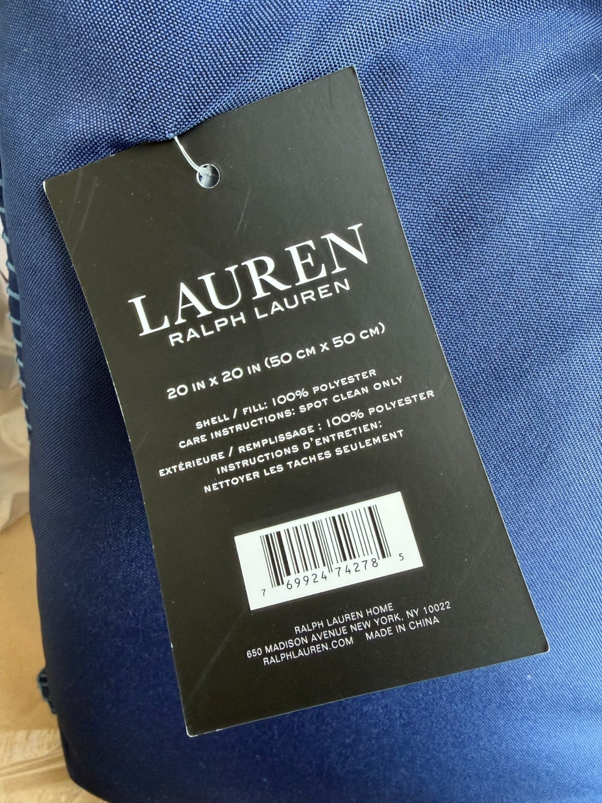 Lauren Ralph Lauren Blue Eden Whipstitch Indoor/Outdoor Cushion 50x50cm