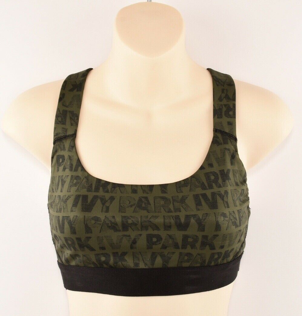 IVY PARK Women's Medium Support Breathable Bra, Olive Green/Black, size SMALL