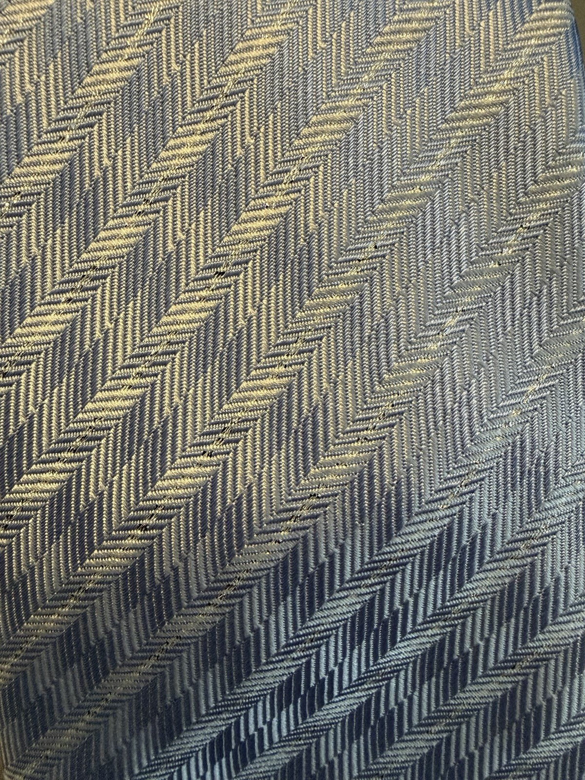 Mens Eton Light Blue Silk Diagonal Patterned Tie